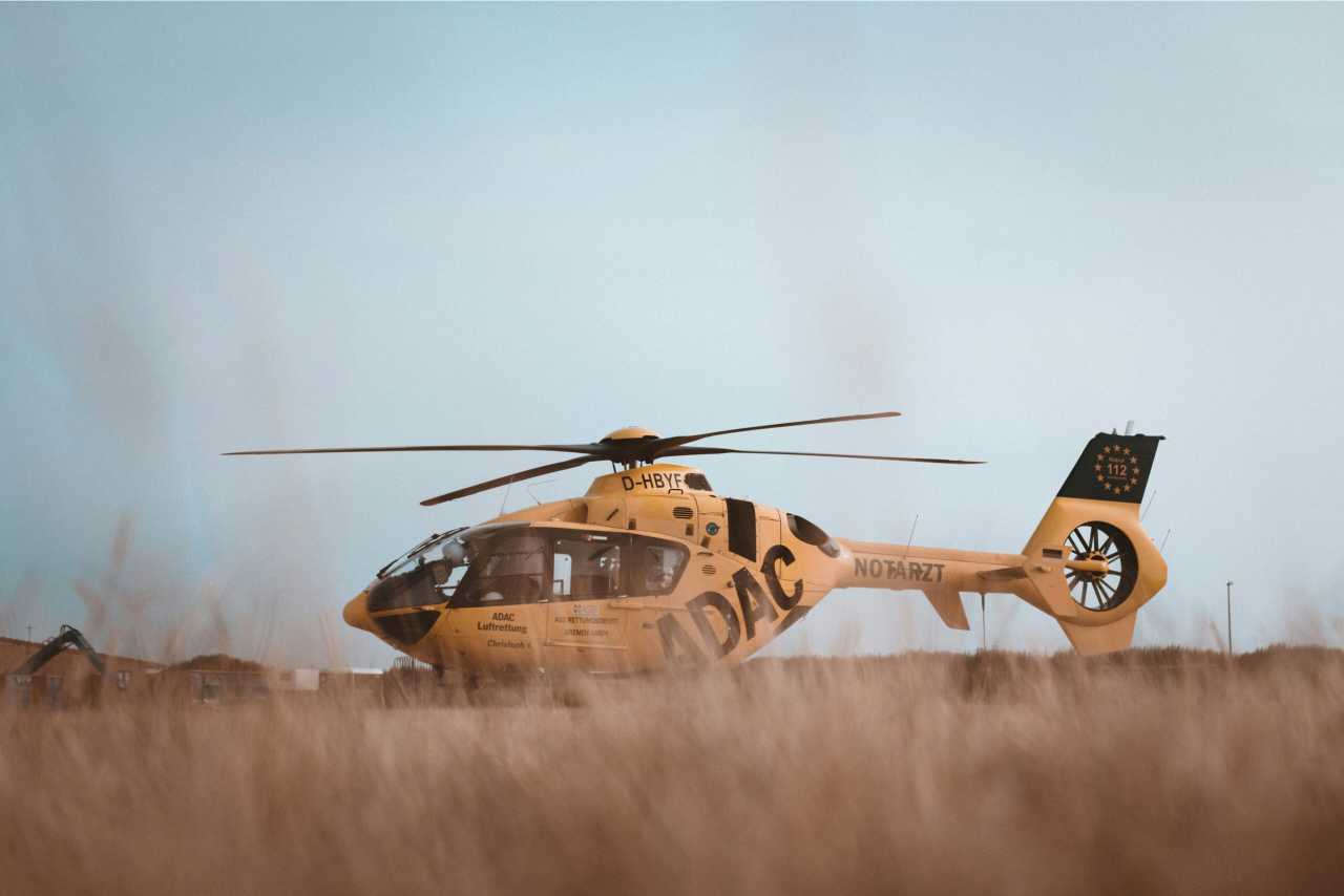 helicopter in a field