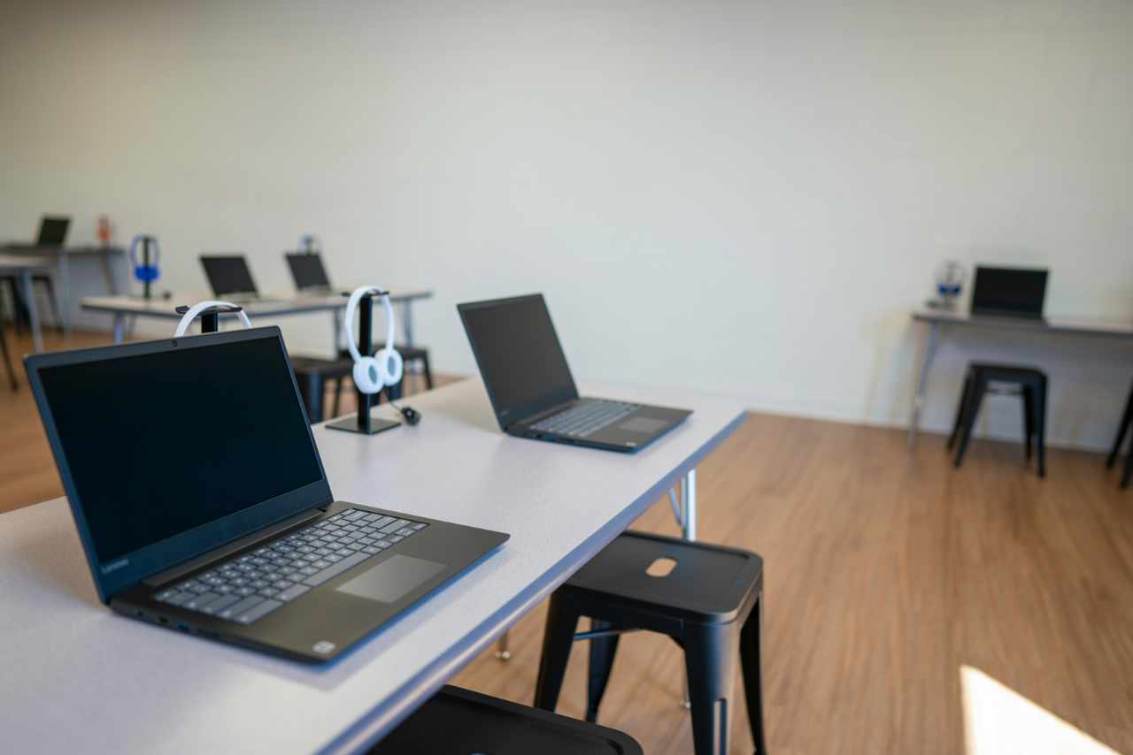 Computers in a small classroom