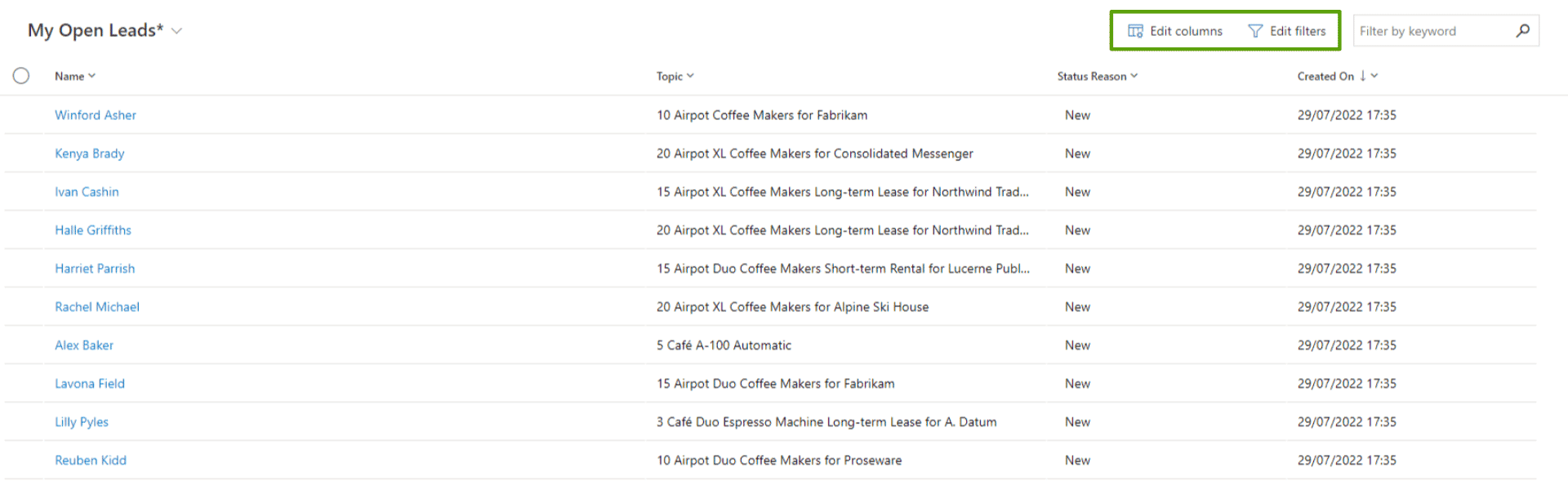 4 - View Edit Columns and Filters icon