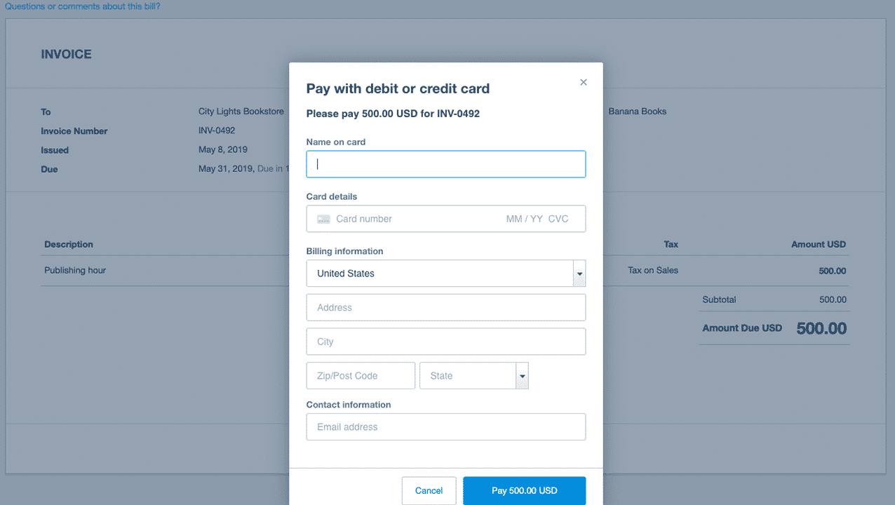 Screen grab of Xero invoicing page